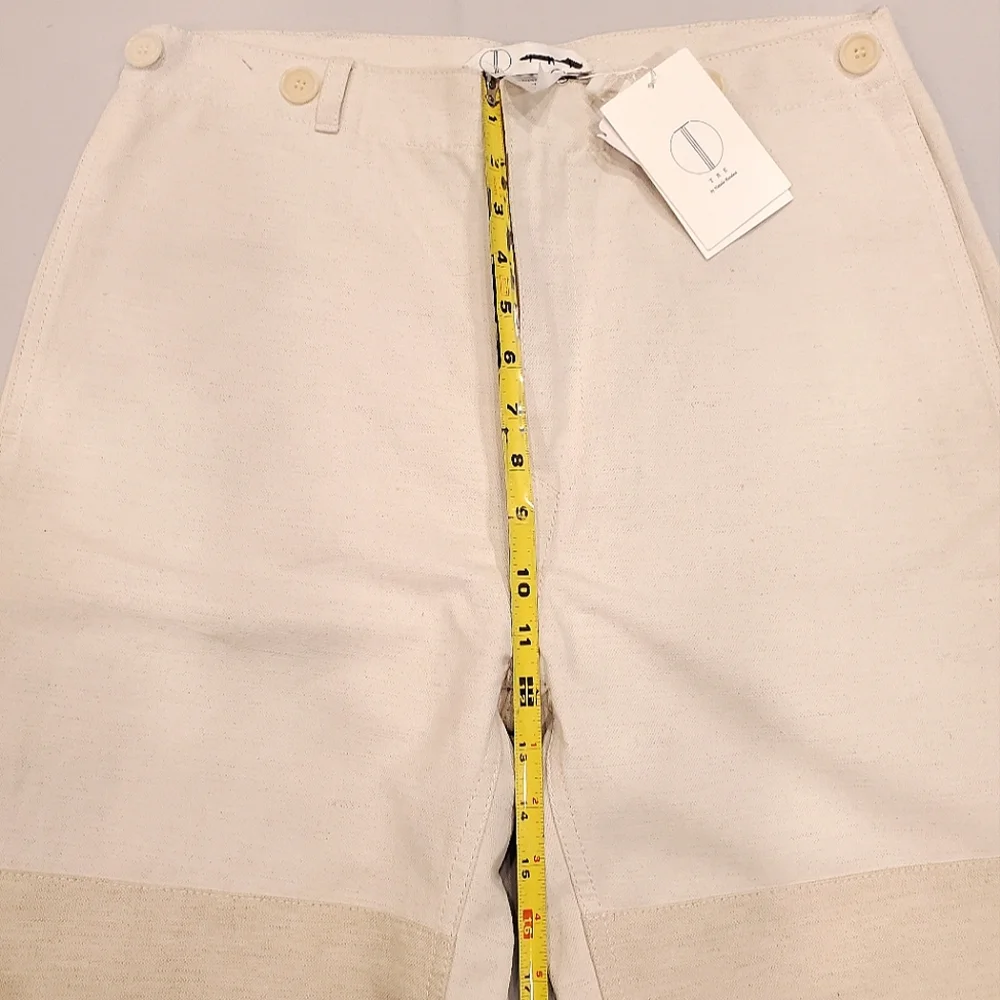 NWT$895 TRE Natalie Ratabesi Missy Two Tone Linen Cotton Trousers Wide Leg Pants - Picture 12 of 16